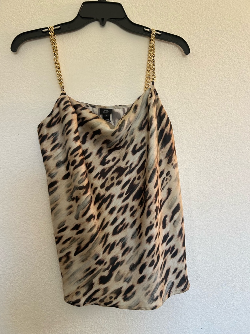 Women River Island Taupe and Brown Animal Print Blouse